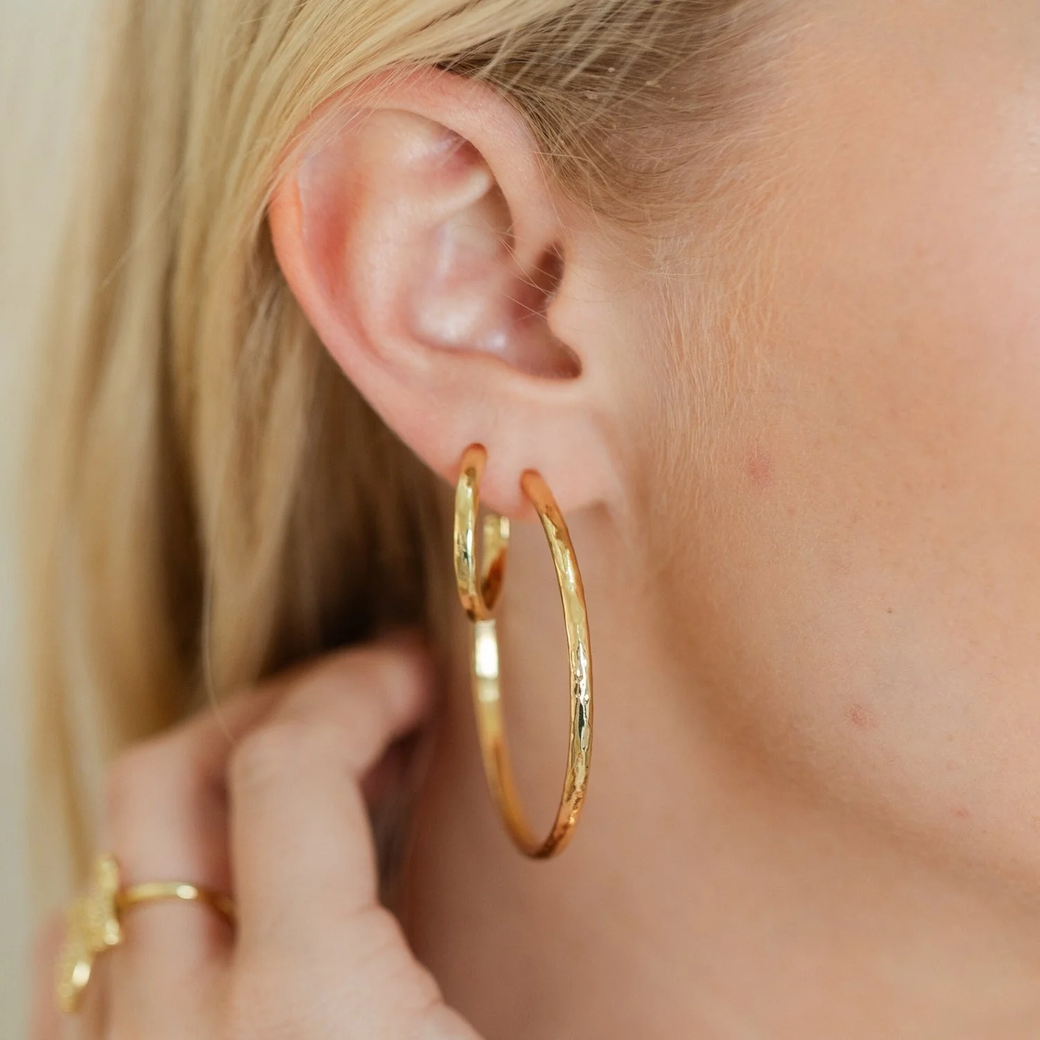 Lightly Textured Large Delicate Hoops - Image 4