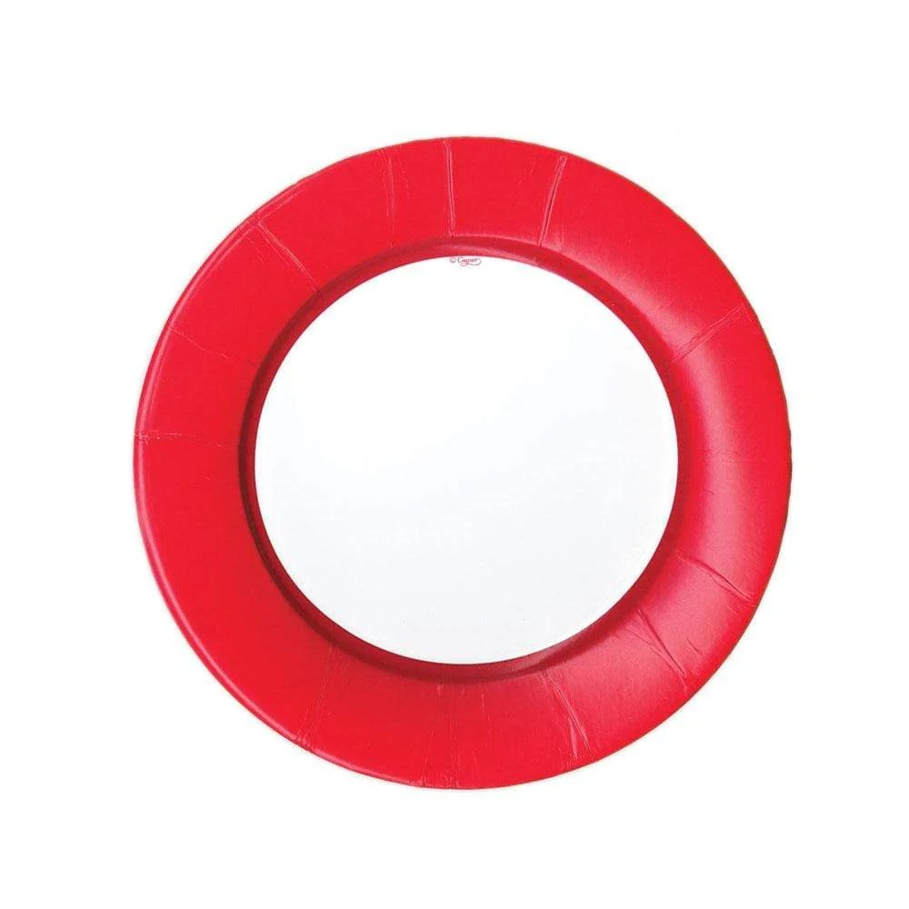Linen Border Paper Salad & Dessert Plates Red