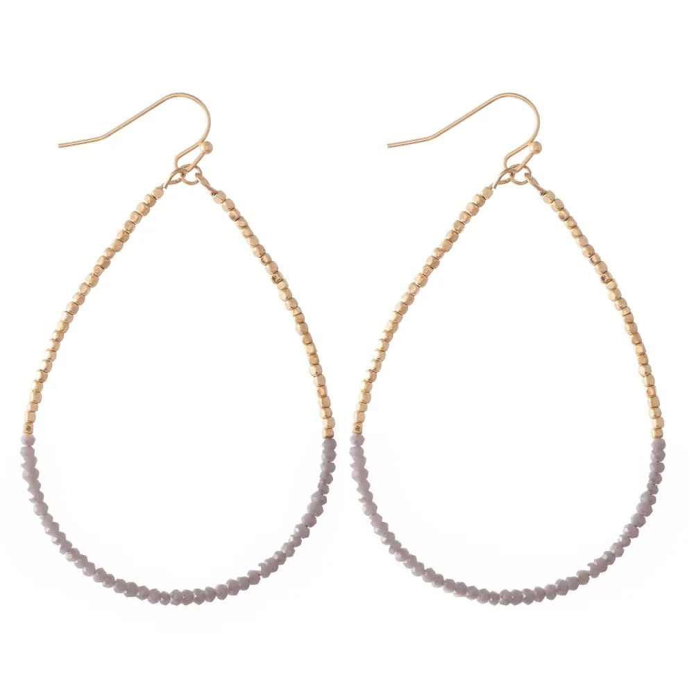 Long Dainty Beaded Teardrop Earrings - Image 2