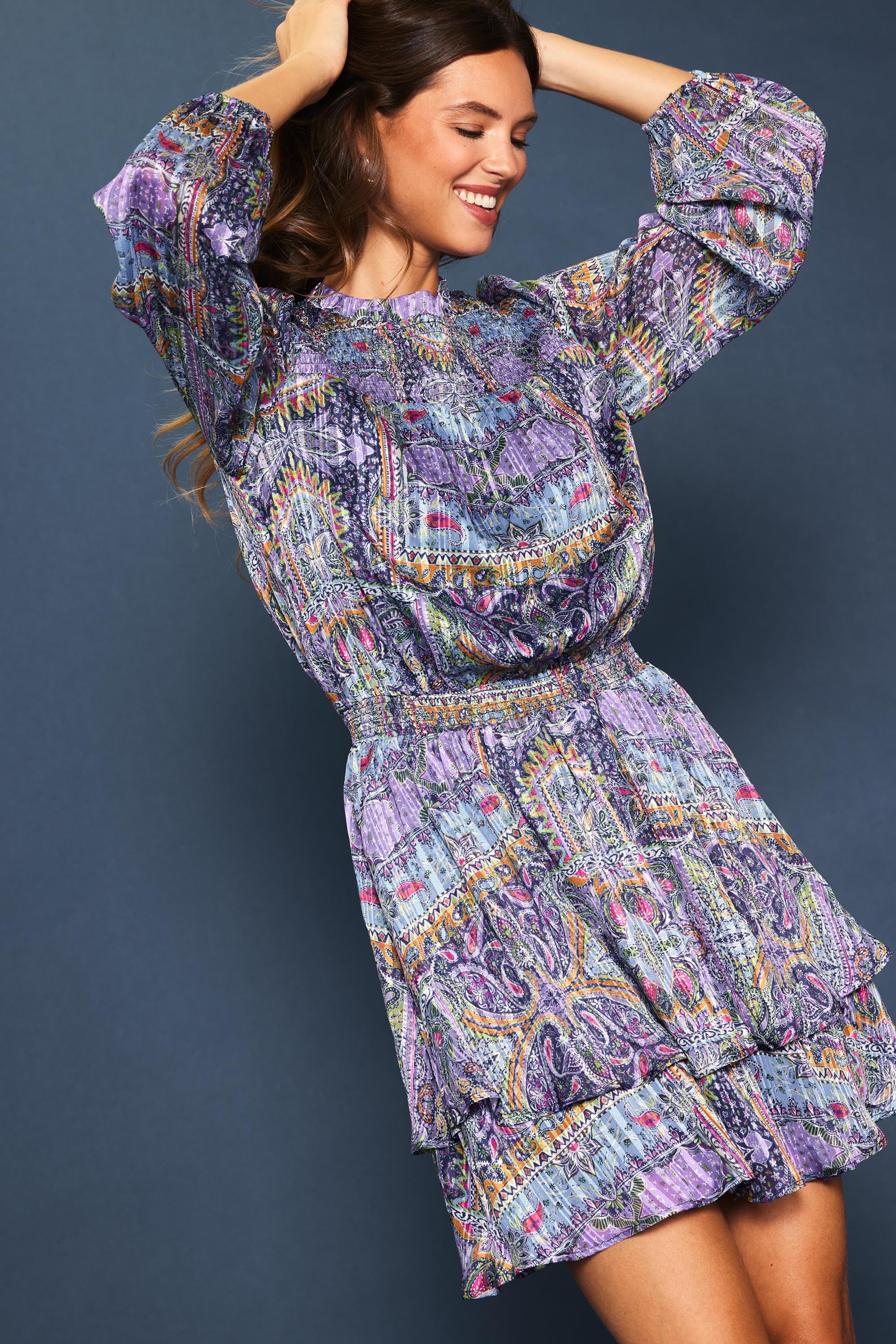 Lydia Long Sleeve Printed Mini Dress - Image 4