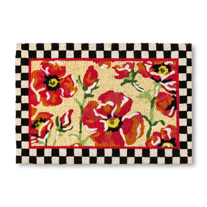Mackenzie Childs Red Poppies Entrance Mat - Image 2