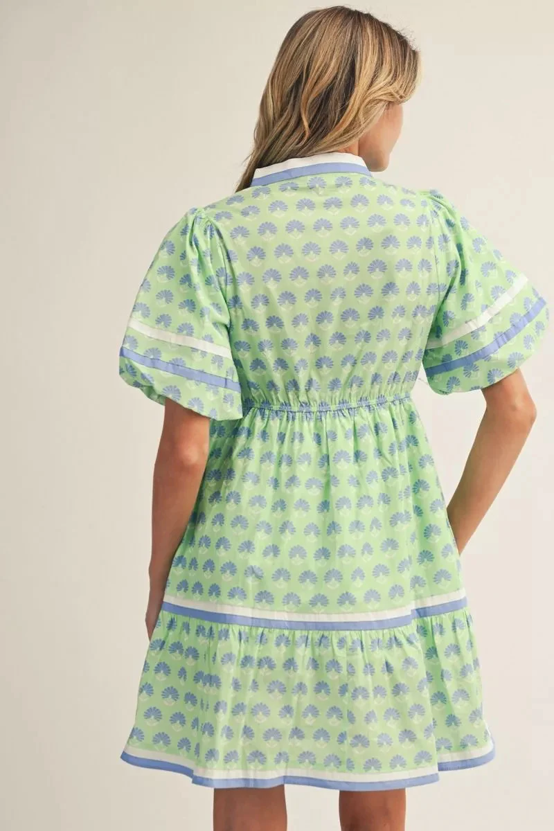 Madeline Short Puff Sleeves Boho Floral Print Lovely Dress - Image 3