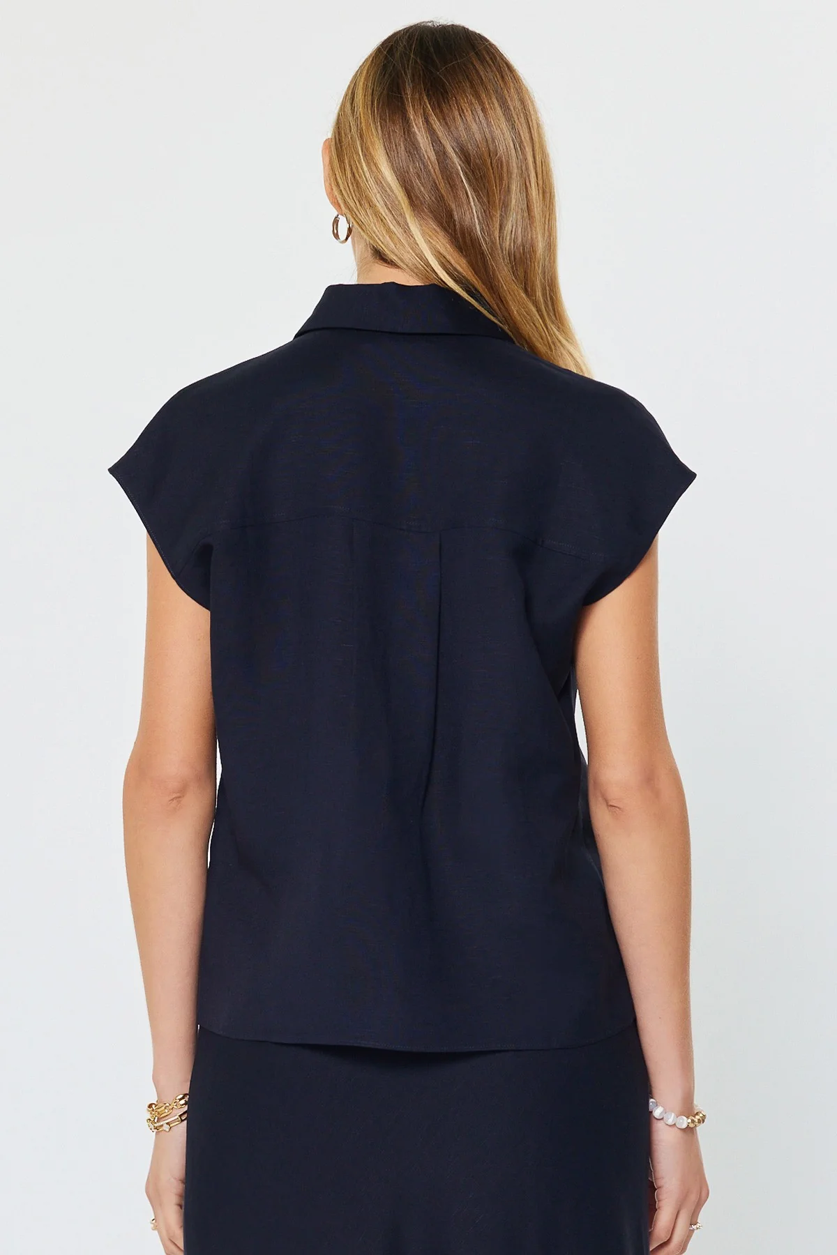 Madison Cap-Sleeve Button Down Blouse - Image 3