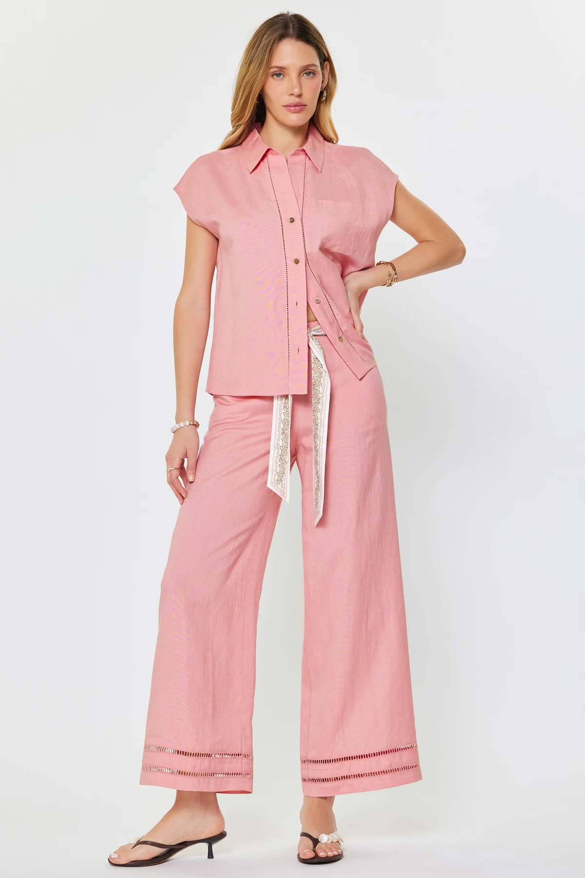Madison Cap-Sleeve Button Down Blouse - Image 8