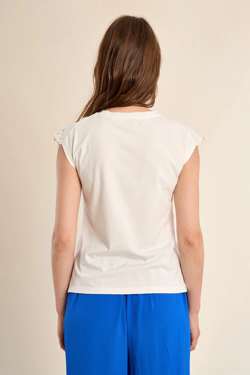 Madison Ladies Knitted Tee With Embroidered Sleeves - Image 3
