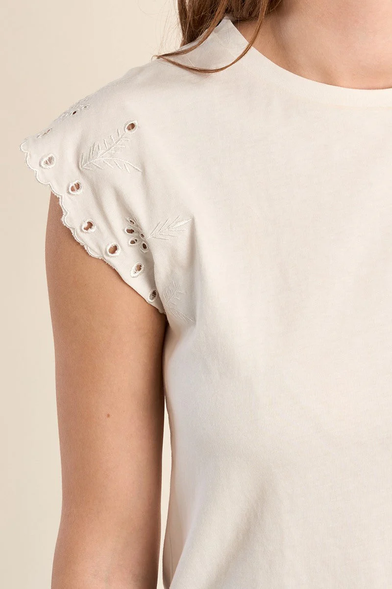 Madison Ladies Knitted Tee With Embroidered Sleeves - Image 4