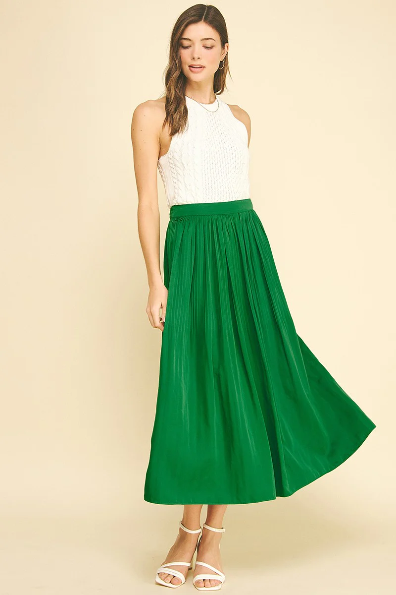 Maggy Pleated A-line Midi Skirt - Image 4