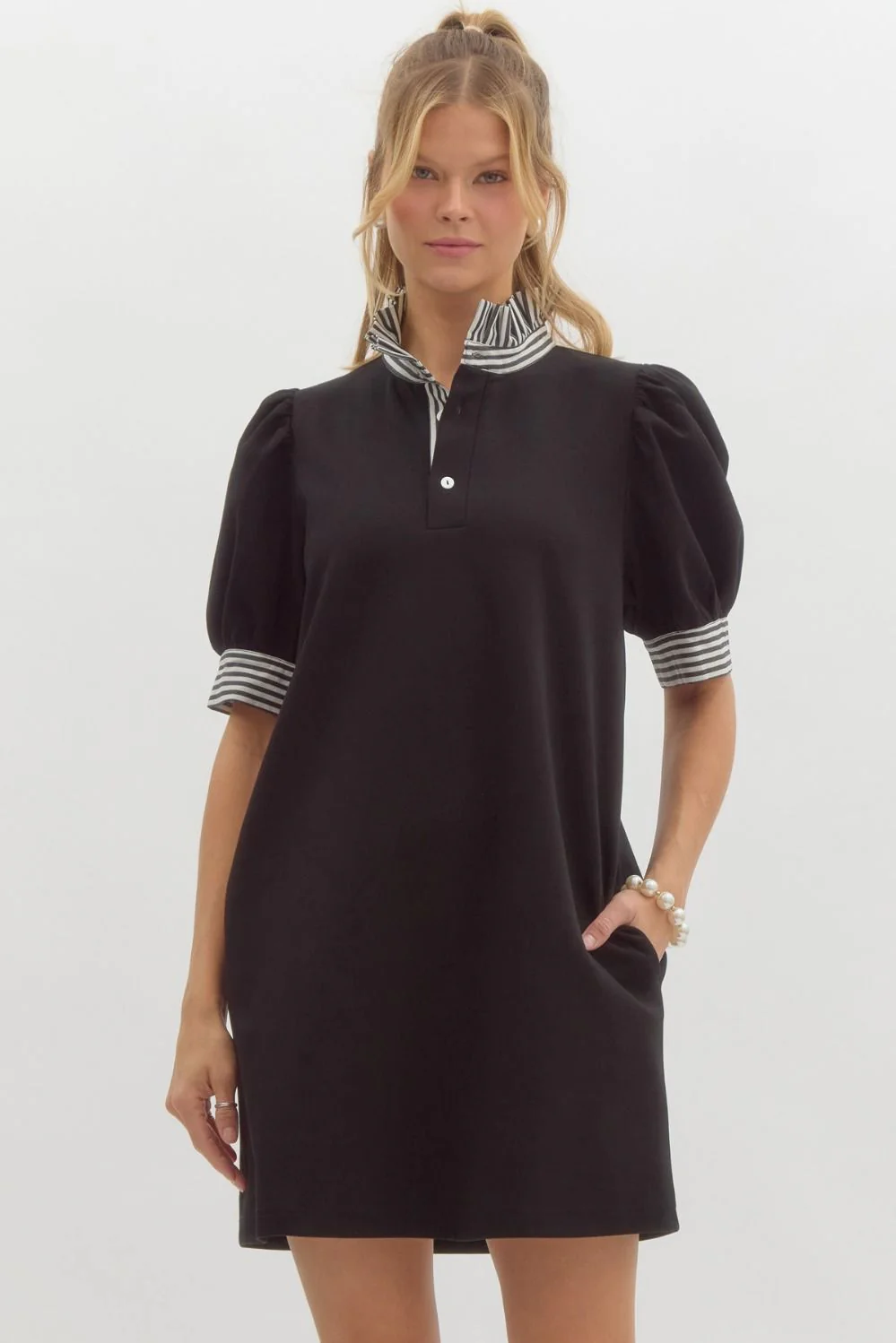 Mandy Solid Short Sleeve Pullover Polo Dress - Image 6