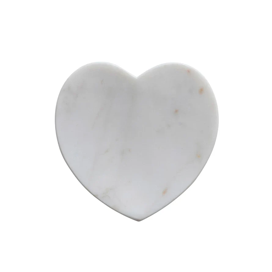 Marble Heart Shaped Dish, White