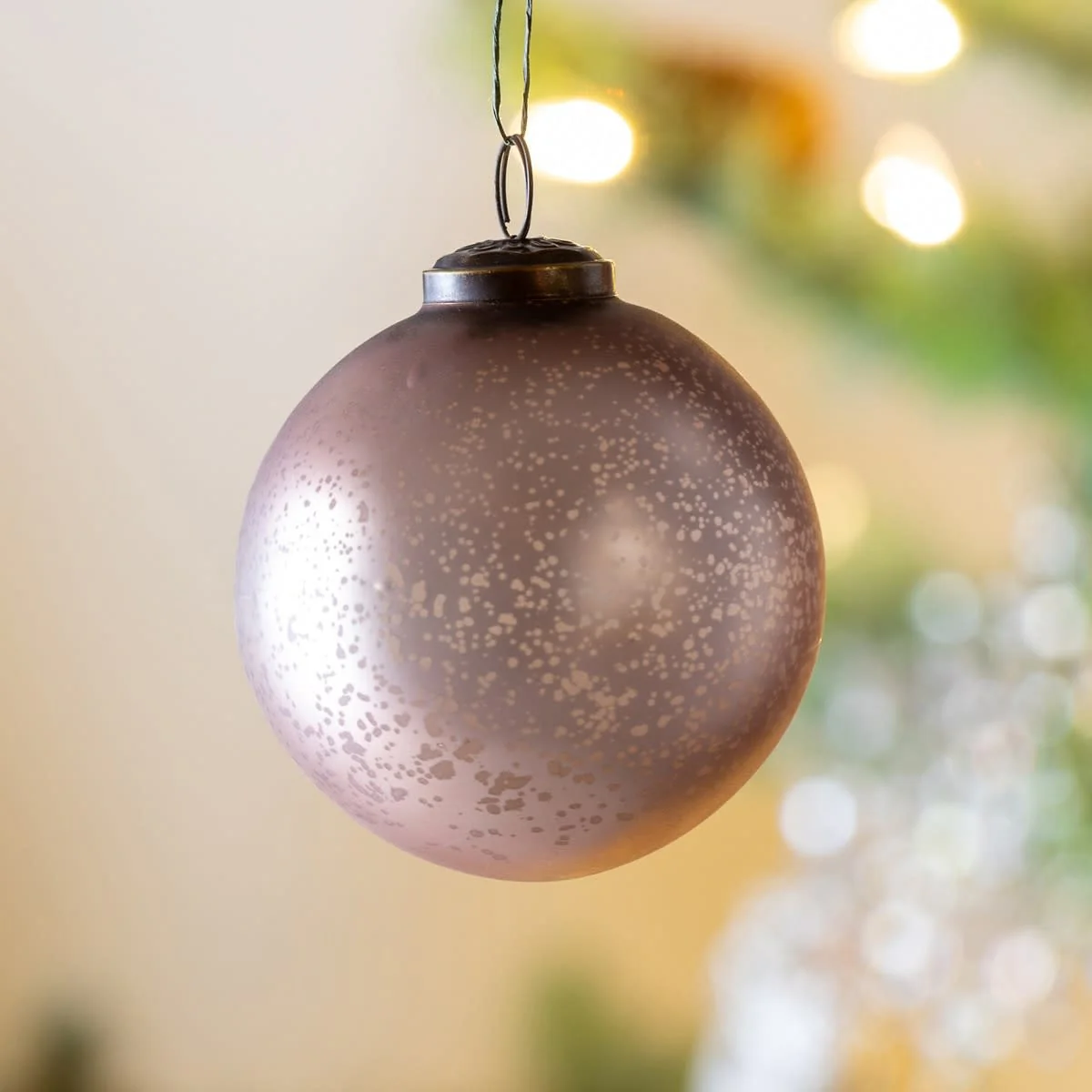 Matte Champagne Glass Ball Ornament - Image 2