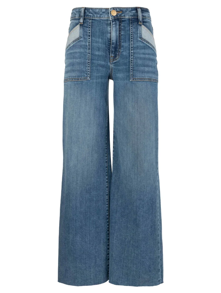 Maya High Rise Porkshop Frt Pkts Wide Leg Raw Hem - Image 5
