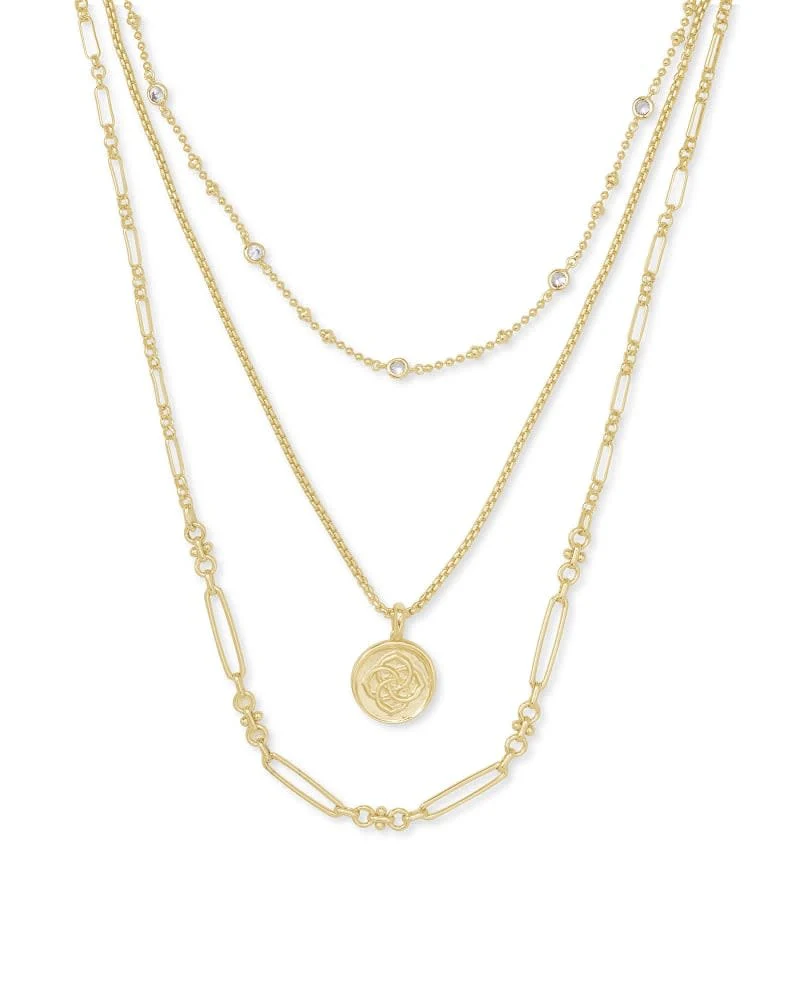 Medallion Coin Triple Strand Necklace - Image 2