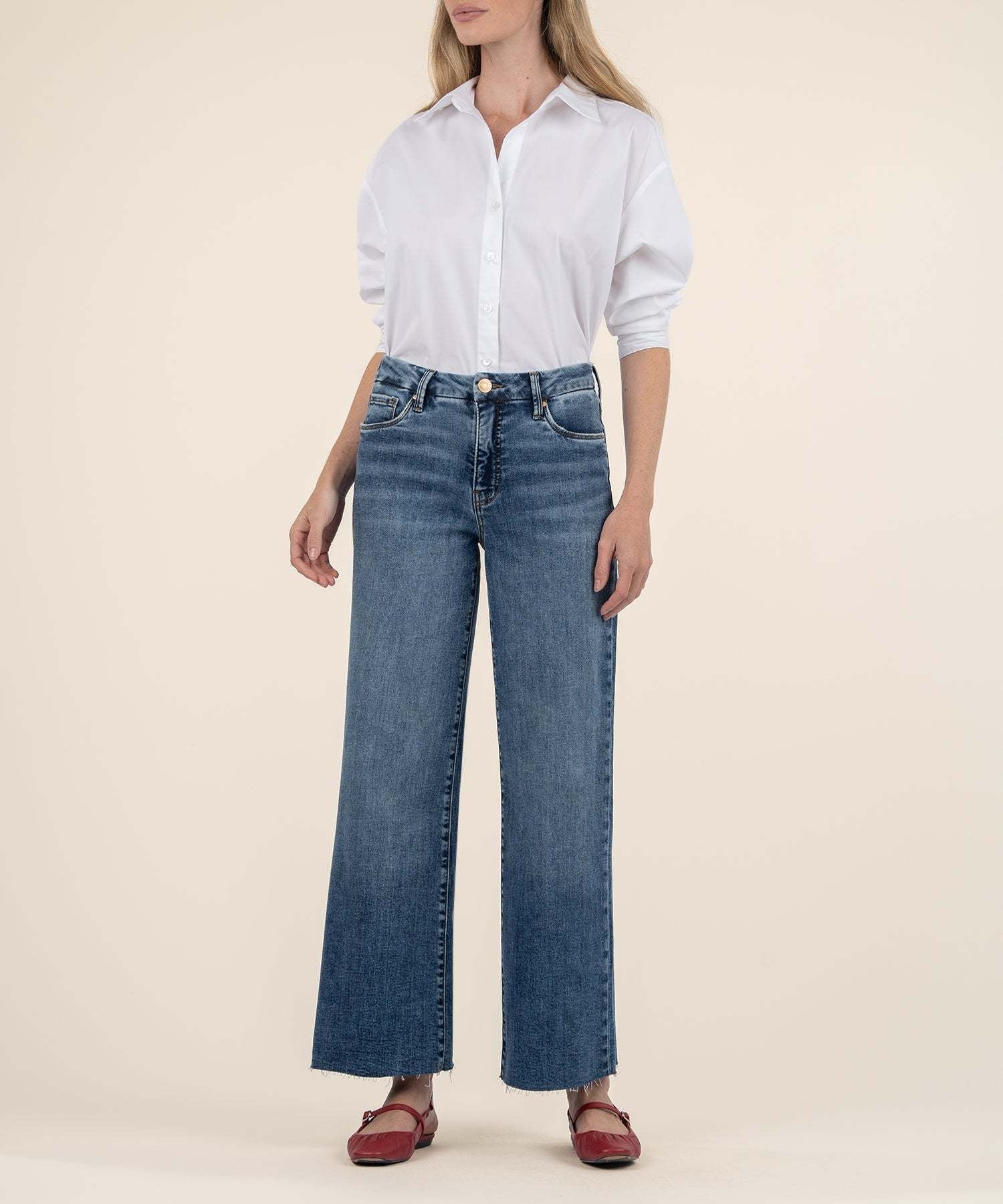 Meg High Rise Fab Ab Wide Leg Raw Hem - Image 5