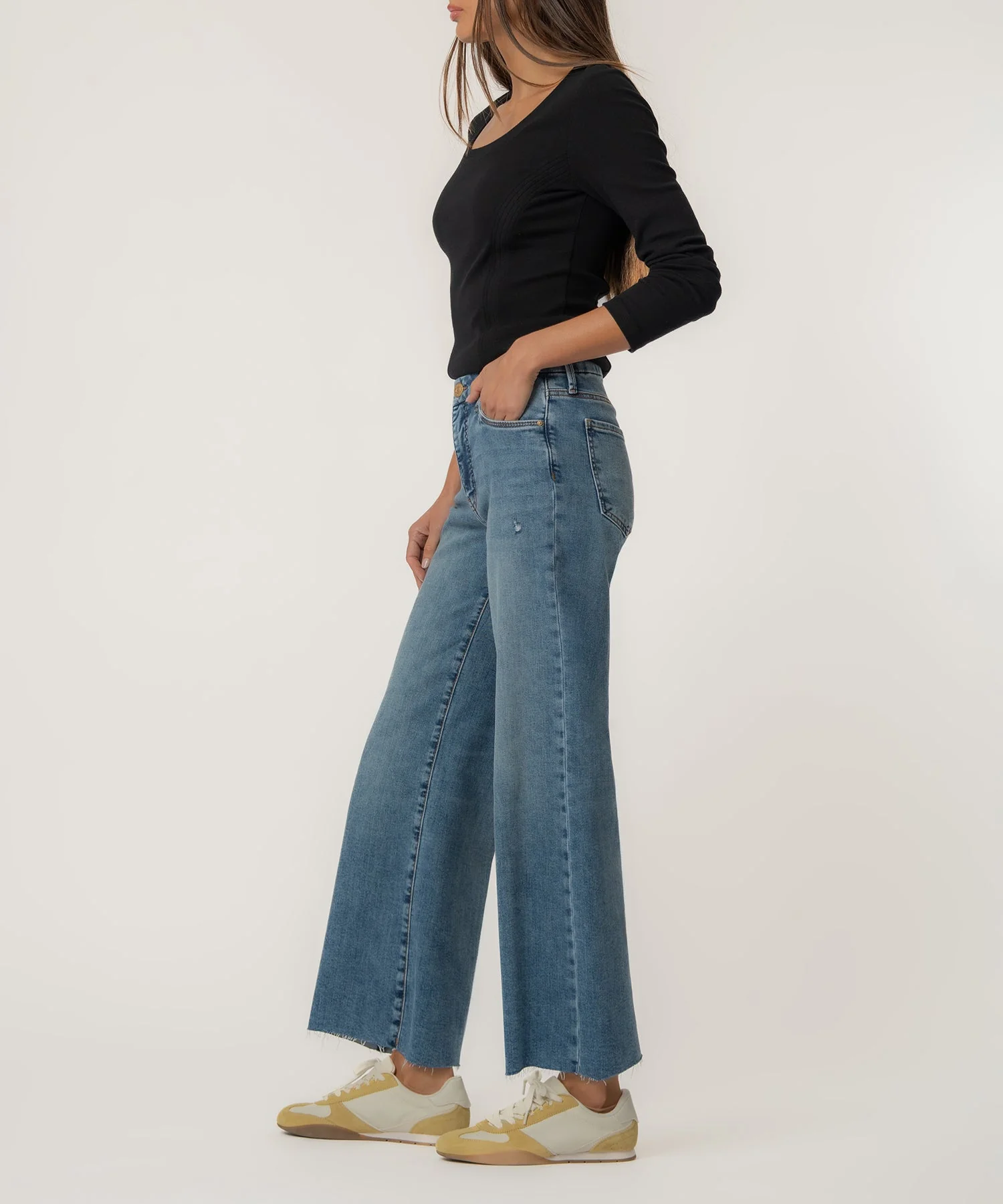 Meg High Rise Fab Ab Wide Leg Raw Hem - Image 2