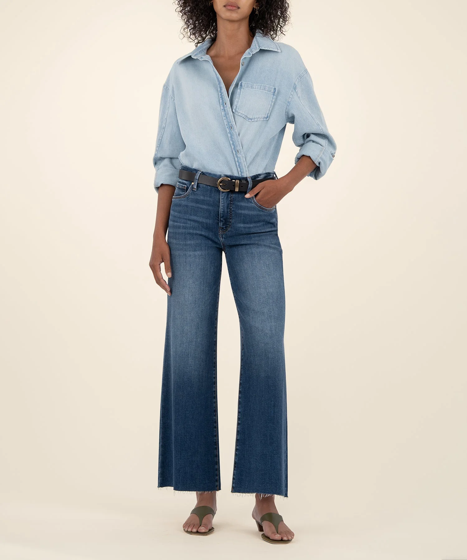 Meg High Rise Fab Ab Wide Leg Raw Hem - Image 12