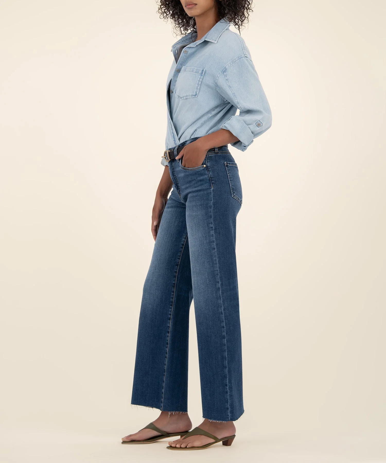 Meg High Rise Fab Ab Wide Leg Raw Hem, Long - Image 2
