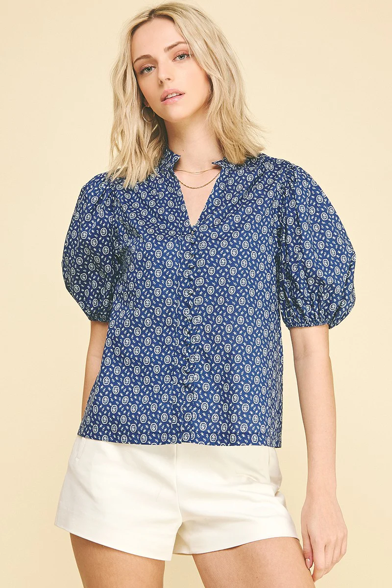 Megan Floral Print Button Down Blouse Top - Image 6