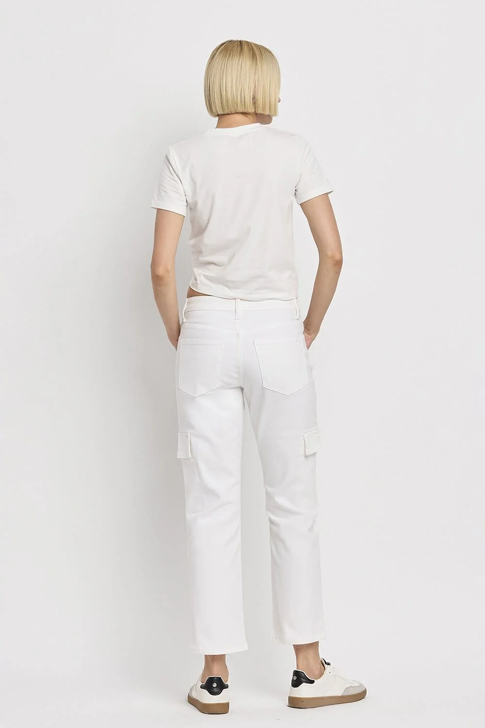 Megan High Rise Crop Cargo Straight Jeans - Image 3