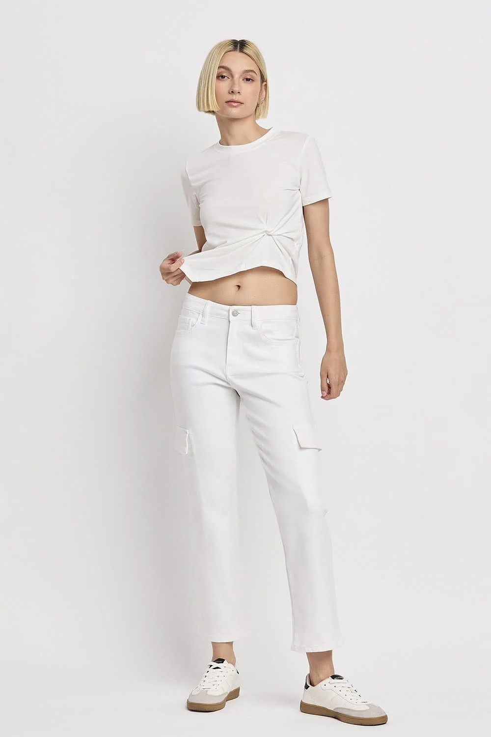 Megan High Rise Crop Cargo Straight Jeans - Image 4