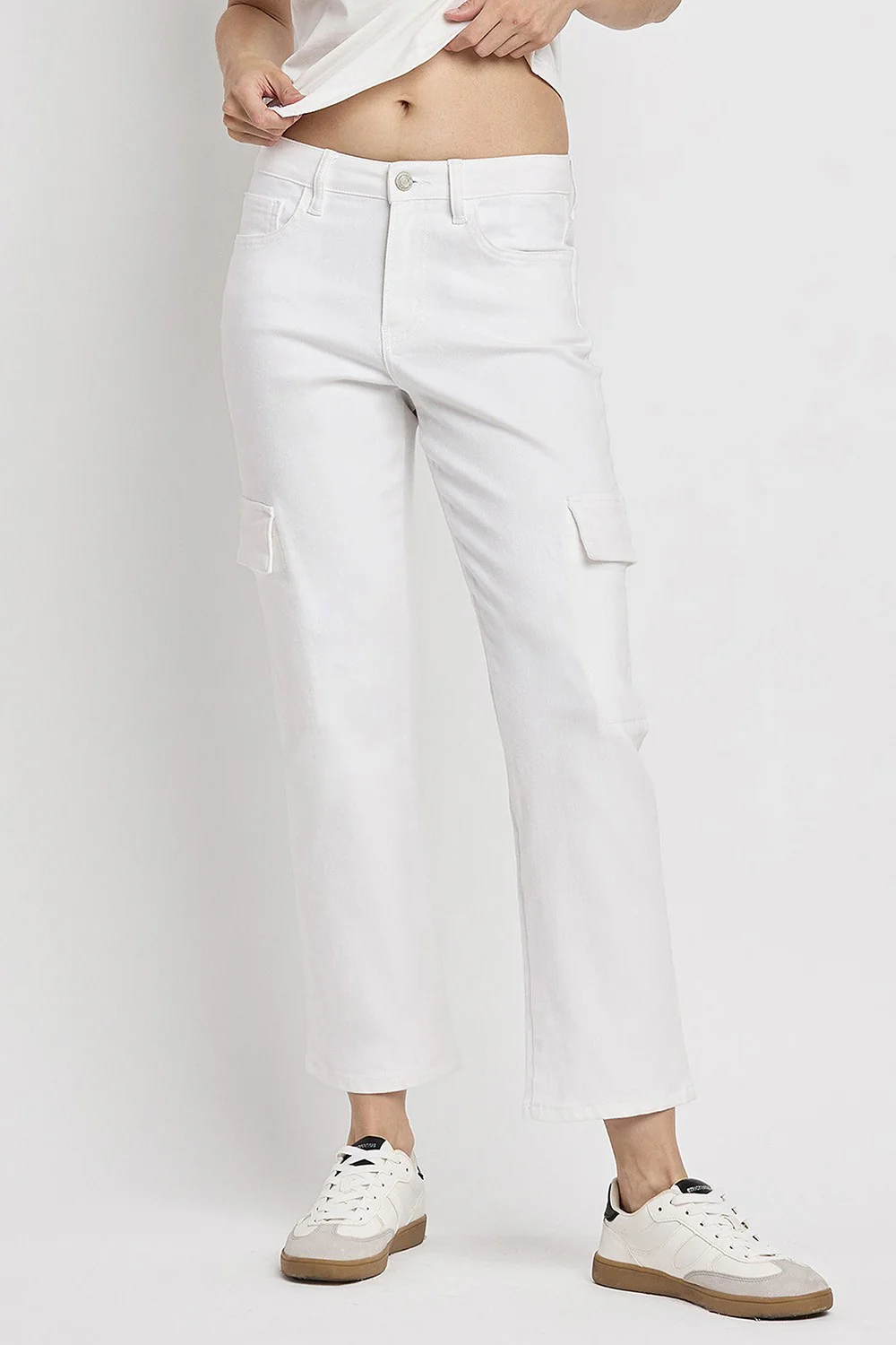 Megan High Rise Crop Cargo Straight Jeans - Image 5