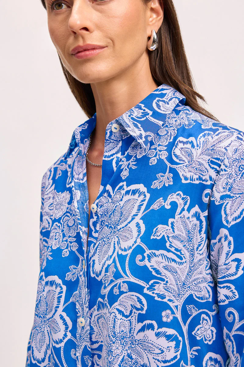 Meghan No Iron Woodblock Floral Long Sleeve Shirt - Image 3