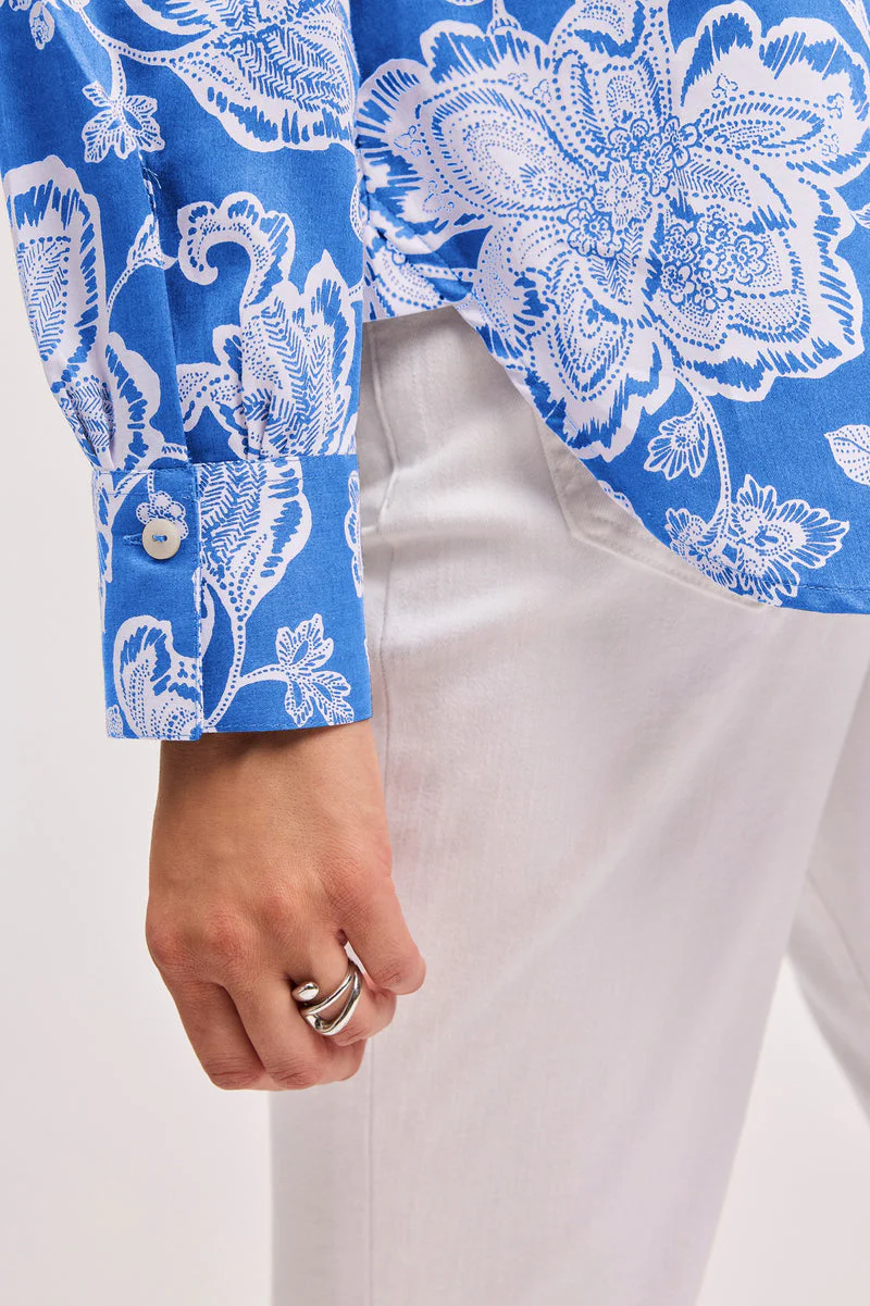 Meghan No Iron Woodblock Floral Long Sleeve Shirt - Image 4