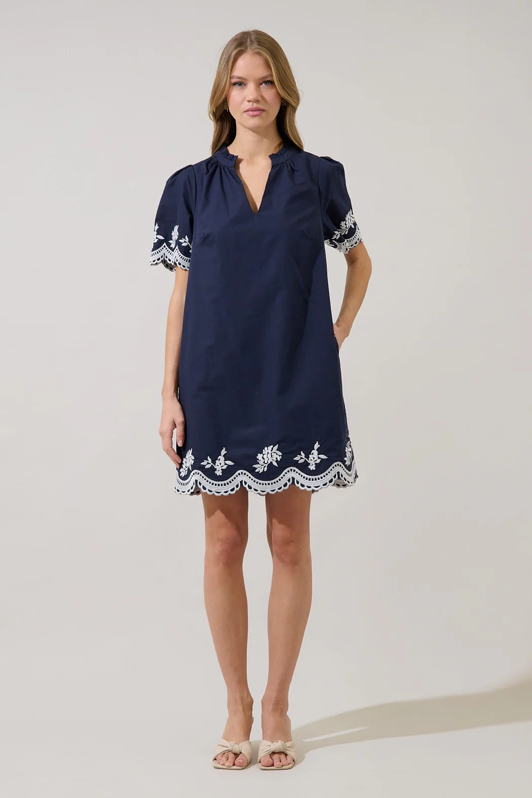 Melania Embroidered Shift Mini Dress - Image 9