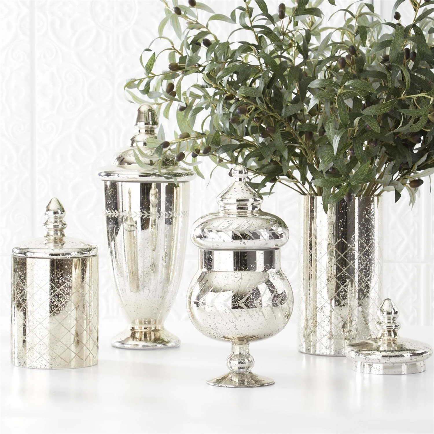 Mercury Glass Jar with Lid - Sold Individually - Image 2