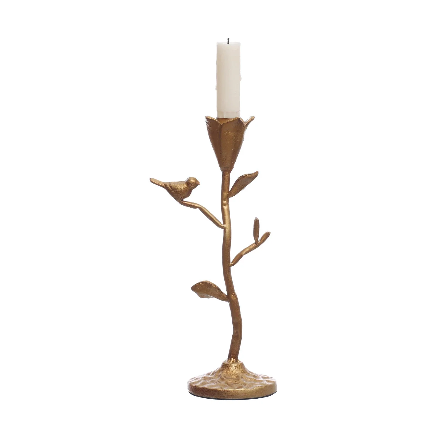 Metal Candle Holder with Bird Gold - Image 7