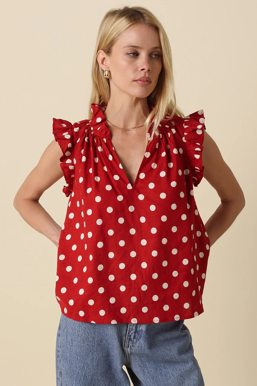 Mira Polka Dot Ruffle Blouse - Image 6