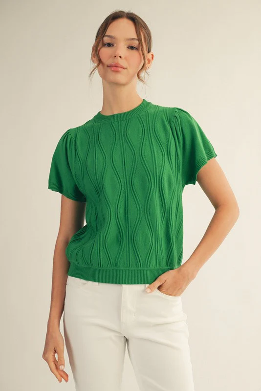 Miranda Wave Patterned Lightweight Sweater Top