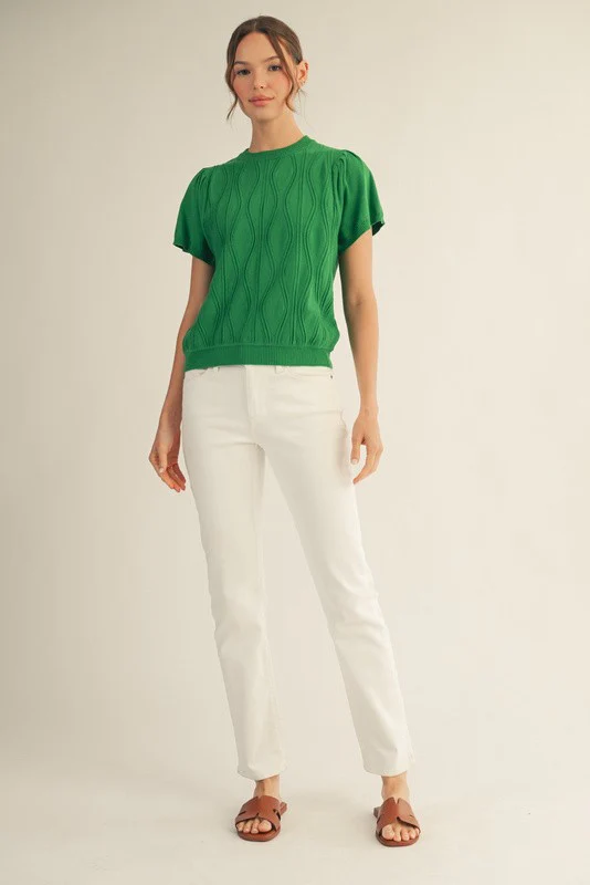 Miranda Wave Patterned Lightweight Sweater Top - Image 3