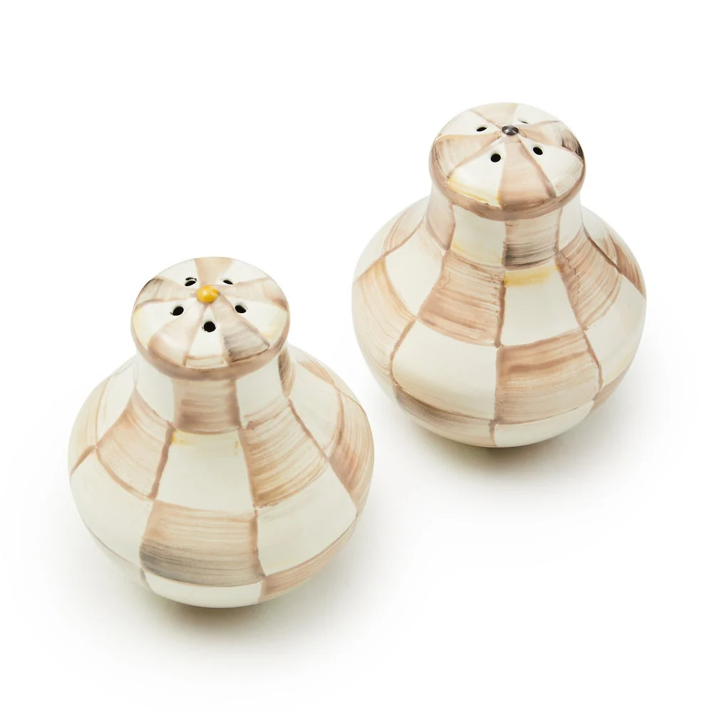 Mocha Check Salt & Pepper Shakers - Image 3