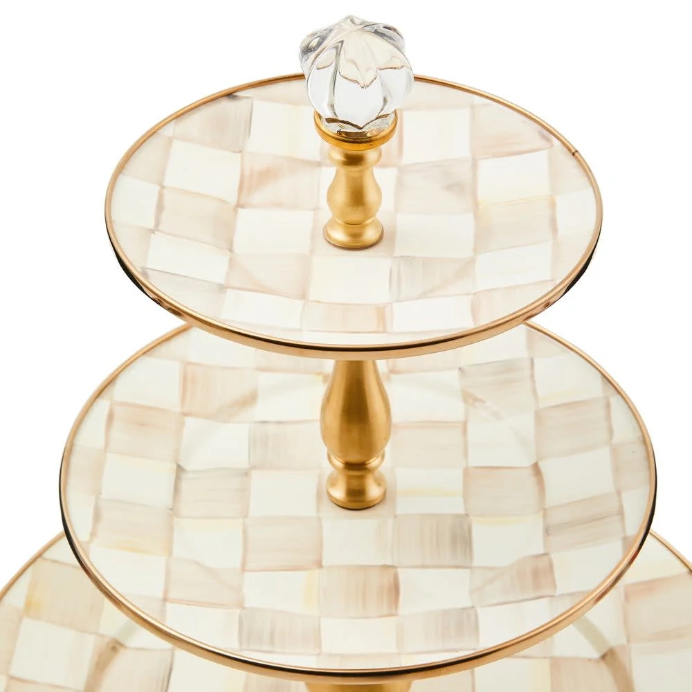 Mocha Check Three Tier Sweet Stand - Image 2