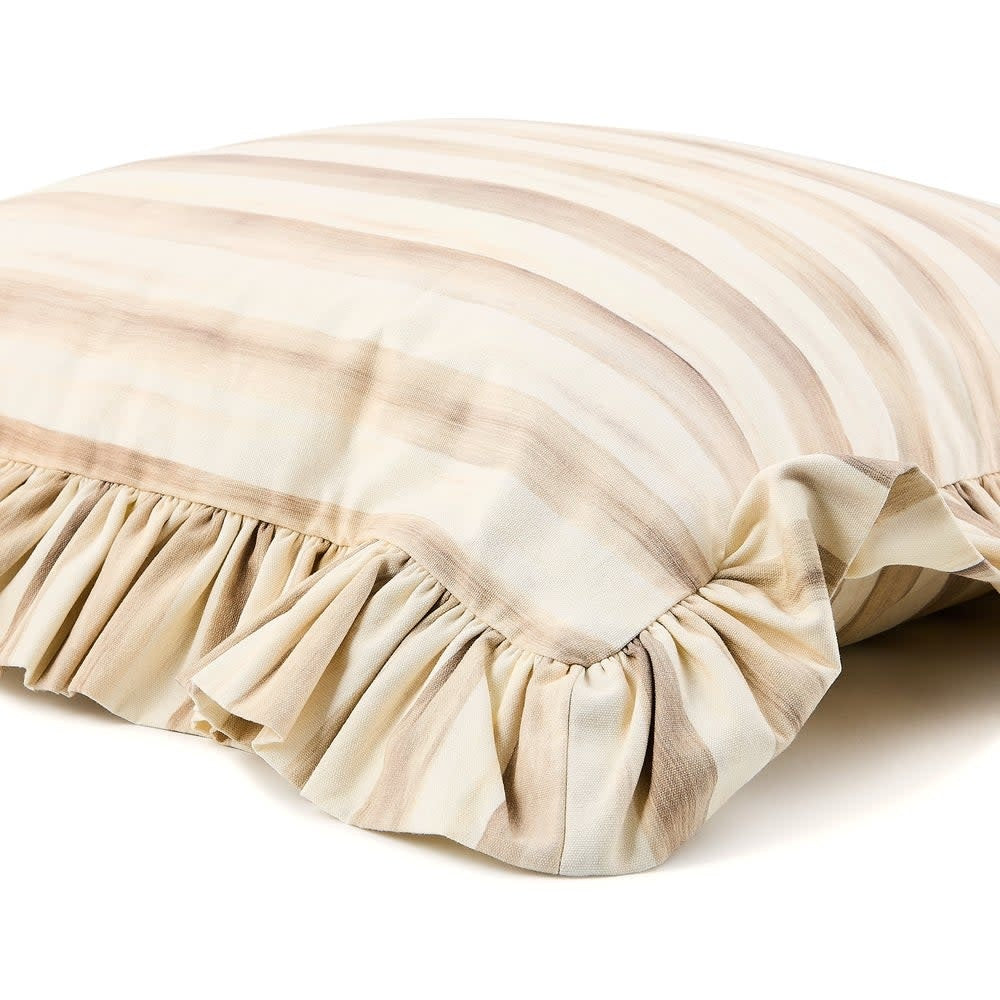 Mocha Stripe Throw Pillow with Ruffle - Image 2