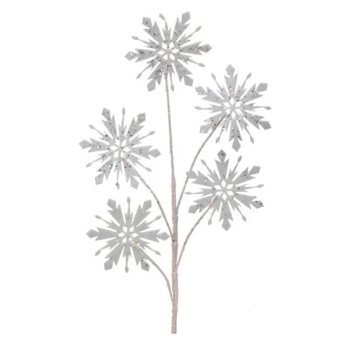 29" Glitter/Mica Snowflake Spray With Jewel