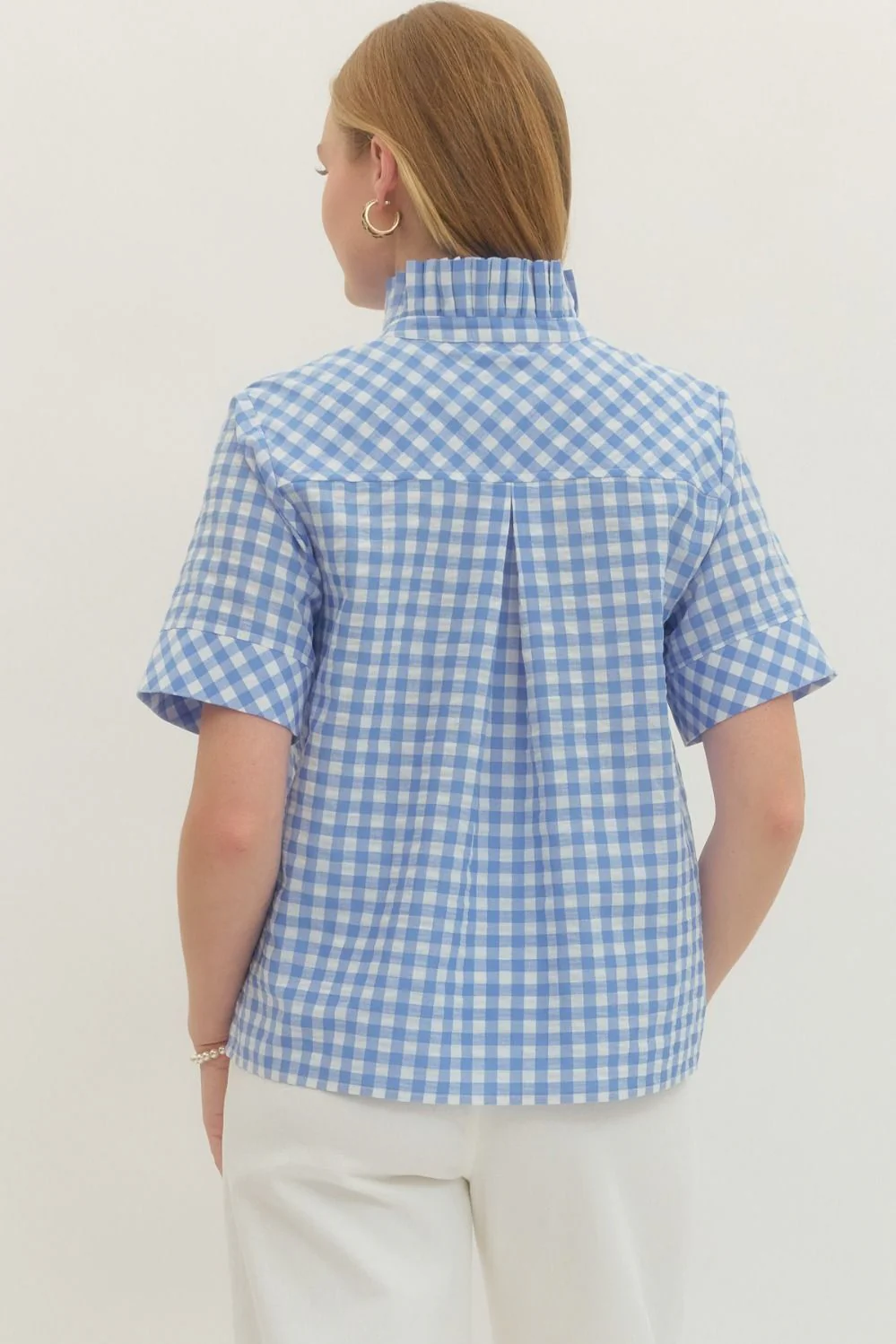Natalie Gingham Short Sleeve Top - Image 6