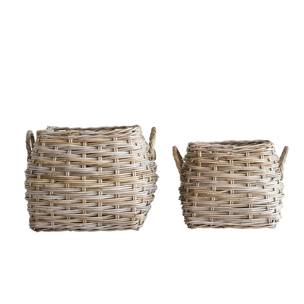 Natural Rattan Baskets with Handles