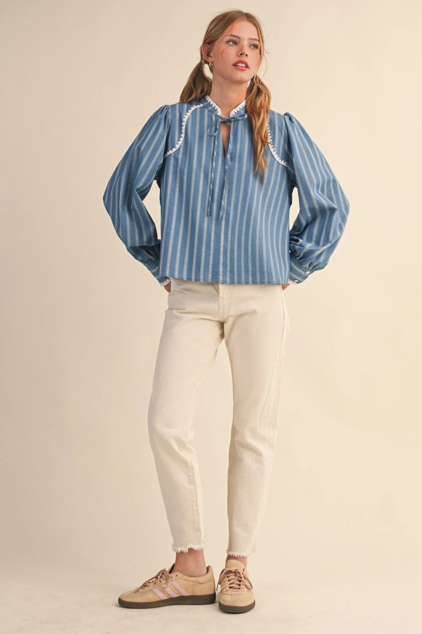 Nikka Striped Puff Sleeve Top - Image 6