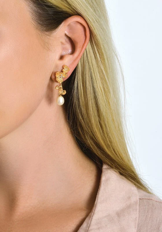 Orchid With Pearl Drop Earrings - Image 4