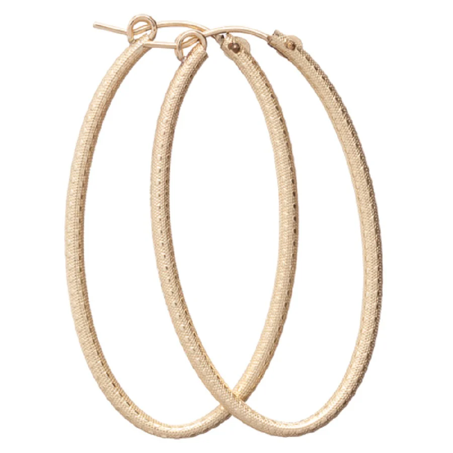 Oval Gold 2" Hoop - Textured - Image 2
