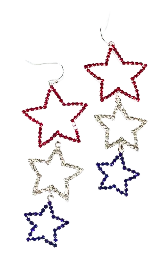 Patriotic Star Dangle Earrings - Image 2