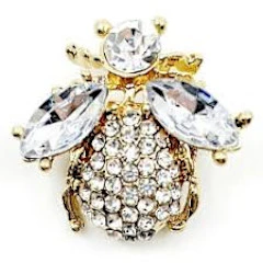 Pave and Rhinestone Bee Hoop Earrings