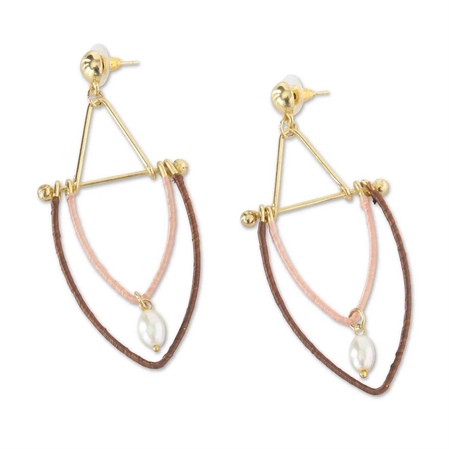 Peach Brown Wrapped Earrings - Image 2