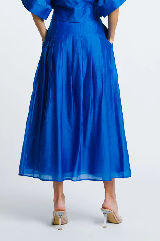 Pheona High Waisted Pleated Midi Skirt - Image 3