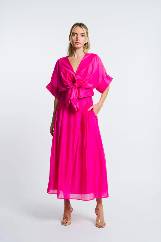 Pheona High Waisted Pleated Midi Skirt - Image 6