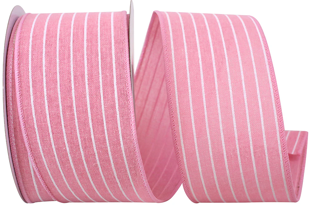 Pin Stripe Linen Wired Edge Pink