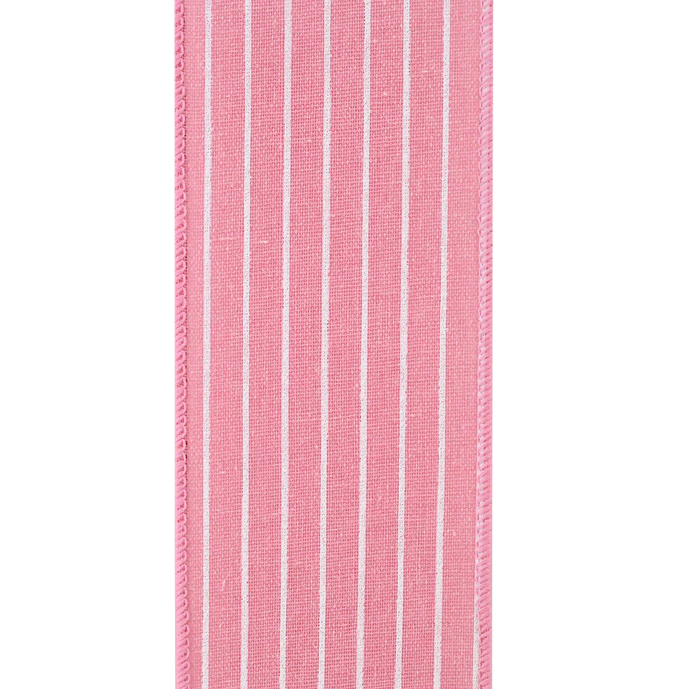 Pin Stripe Linen Wired Edge Pink - Image 2