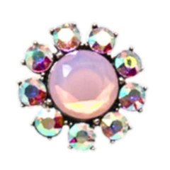 Silver Metal Flower Ring with Round Pink Opal