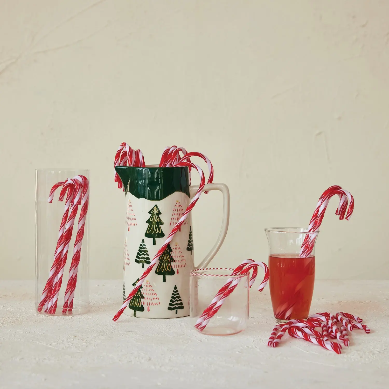 Plastic Candy Cane Drink Stirrers with Stripes - Sold as Set - Image 2